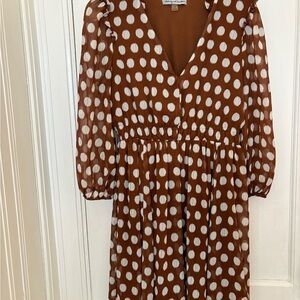 Danny & Nicole Rust Dress with Cream Accents